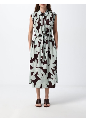 MEIMEIJ Sleeveless Floral Print Cotton Poplin Midi Shirt Dress