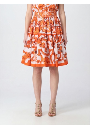 DOLCE & GABBANA High-Waisted A-Line Mini Skirt in Cotton with Maioliche Print