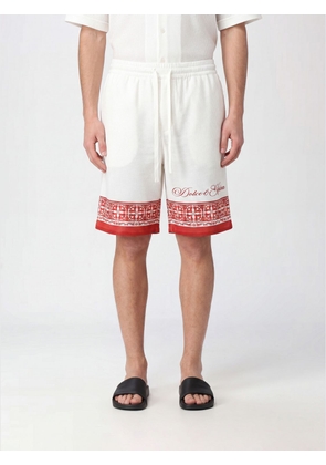 DOLCE & GABBANA Knee-Length Silk Shorts with Maioliche Print and Drawstring