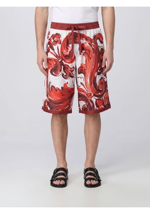 DOLCE & GABBANA Knee-Length Silk Shorts with Maioliche Print and Drawstring