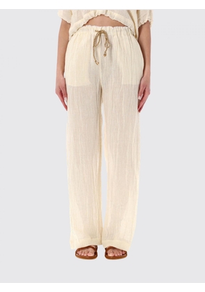 120% LINO Pants Woman color Natural
