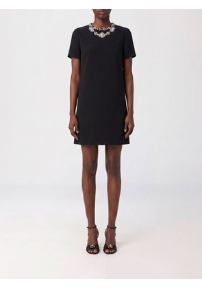VALENTINO A-Line Mini Dress in Wool and Silk Crêpe with Crystal Embroidery