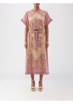 ZIMMERMANN Floral-Print Cotton Midi Tunic with Waist Tie Belt
