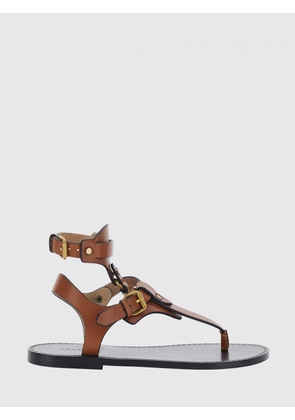 ISABEL MARANT Low-Heeled Calf Leather Thong Sandals with Ankle Strap