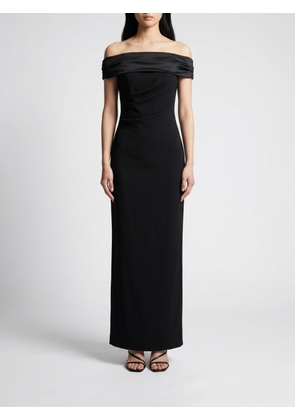 SOLACE LONDON Adele Off-The-Shoulder Draped Satin Long Evening Gown