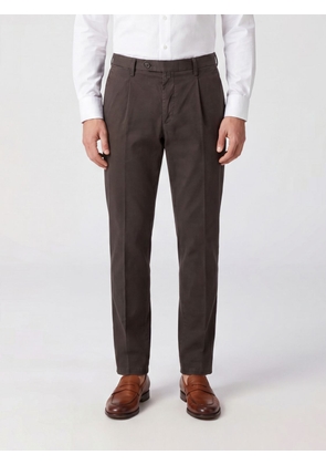 BRIGLIA 1949 Slim Fit Tailored Trousers in a Cotton and Linen Blend with Slant Pockets
