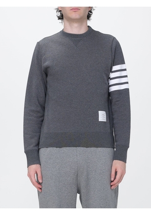 THOM BROWNE Slim Fit Crew Neck Sweatshirt in Cotton with 4-Bar Stripe