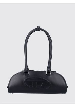DIESEL 1DR Dome Smooth Leather Shoulder Bag with Embossed Oval D Logo