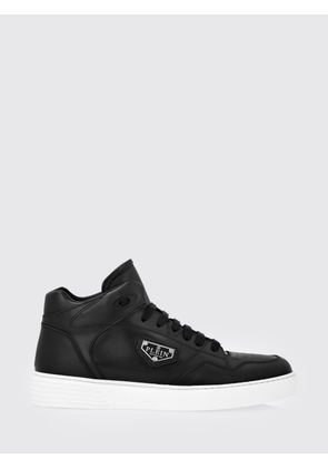 PHILIPP PLEIN High-Top Lace-Up Sneakers in Smooth Leather with Perforated Toe