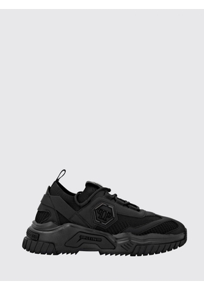 PHILIPP PLEIN Low-Top Sneakers in Crochet Knit with Serrated Sole and Hexagon Logo