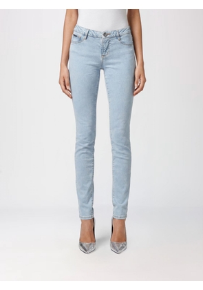 PHILIPP PLEIN Cropped Skinny Stretch Denim Jeans with Hexagon Logo