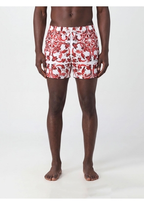 DOLCE & GABBANA Majolica Print Boxer Swim Shorts with Logo Waistband