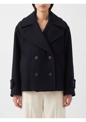 CHLOÉ Double-Breasted Wool Blend Pea Coat with Dropped Shoulders