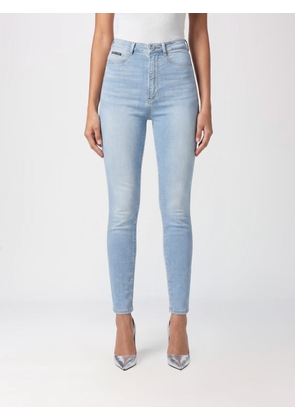 PHILIPP PLEIN High-Waisted Skinny Cropped Jeans in Stretch Denim with Logo