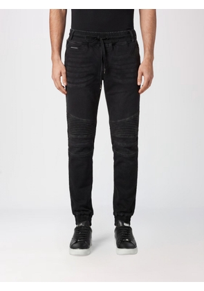 PHILIPP PLEIN Slim Fit Skinny Jeans in Cotton Denim with Drawstring Waist