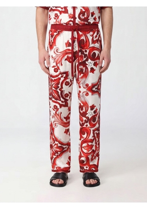 DOLCE & GABBANA Majolica Print Straight-Leg Silk Trousers