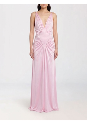 VERSACE Long Draped Satin Evening Gown with Off-the-Shoulder Detail