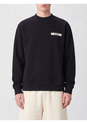 JACQUEMUS Pure Cotton Crewneck Sweatshirt with Applied Contrast Logo