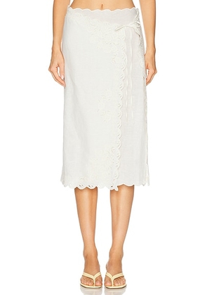 LPA Ophelia Midi Skirt in Ivory - Ivory. Size XL (also in XS, S, M, L).