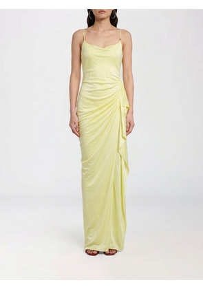 VERSACE Viscose Long Evening Gown with Draping and Medusa Detail