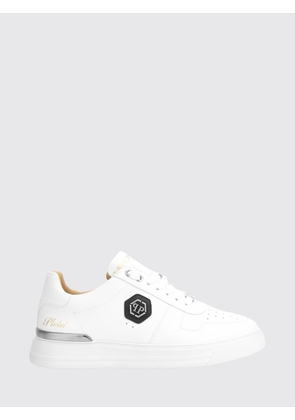 PHILIPP PLEIN Low-Top Smooth Leather Sneakers with Hexagon Logo