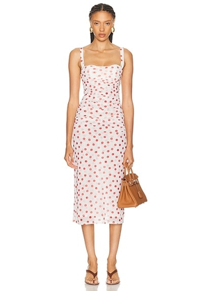 LPA Carla Midi Dress in White And Red Dot - Multi. Size M (also in XS, XXS, S, L).