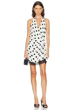 LPA Aveline Mini Dress in Ivory And Black Polka Dot - Black & White. Size XS (also in XXS, S, M, L, XL).