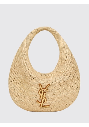 SAINT LAURENT Icare Crochet Raffia Shoulder Bag with YSL Logo