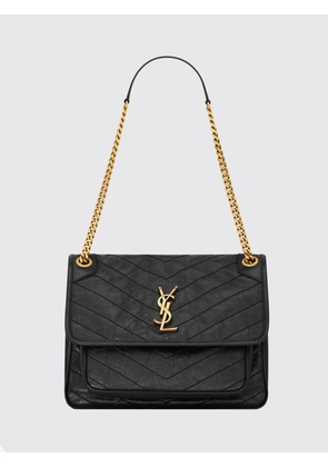 SAINT LAURENT Niki Chevron Quilted Leather Shoulder Bag with YSL Monogram