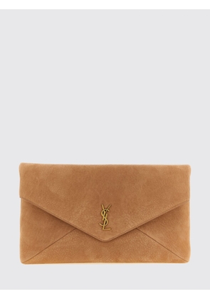 SAINT LAURENT Suede Calfskin Envelope Clutch with YSL Monogram
