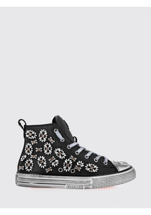 PHILIPP PLEIN Grained Leather High-Top Sneakers with Rhinestones and Hexagon Logo