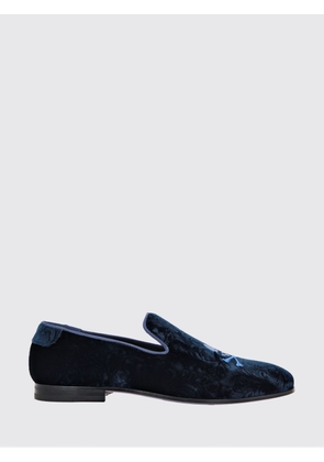 PHILIPP PLEIN Velvet Loafers with Skull Embroidery and Square Toe
