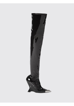 PHILIPP PLEIN Patent Leather Over-the-Knee Boots with Skull and Sculptural Heel