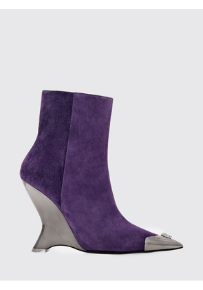 PHILIPP PLEIN Suede Ankle Boots with Skull and Sculptural Heel
