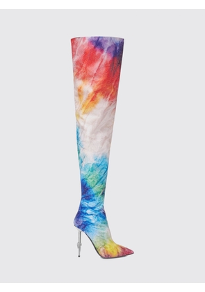 PHILIPP PLEIN Tie-Dye Cuissardes Boots with Crystal Skull Embellishment