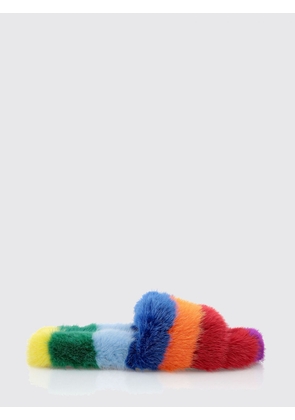 PHILIPP PLEIN Multicolour Striped Fur Slides with Low Heel
