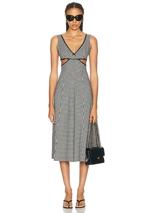 LPA Gigi Midi Dress in Black And Ivory Gingham - Black & White. Size M (also in S, XXS, XS, L, XL).