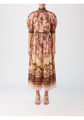 ZIMMERMANN Floral Print Silk Midi Dress with Puff Sleeves