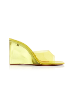 Amina Muaddi Lupita PVC Wedge Sandals - Moda Operandi