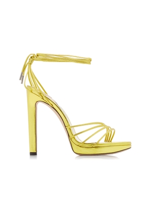 Jimmy Choo Anita Metallic Leather Platform Sandals - Moda Operandi