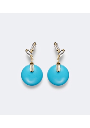 Suzanne Kalan 18kt gold drop earrings with turquoise and diamonds
