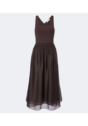 Vince Shirred rIbbed-knit midi dress
