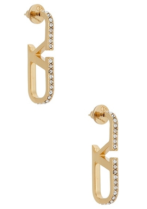 Valentino Garavani Vlogo Signature Earrings in Oro & Crystal - Metallic Gold. Size all.