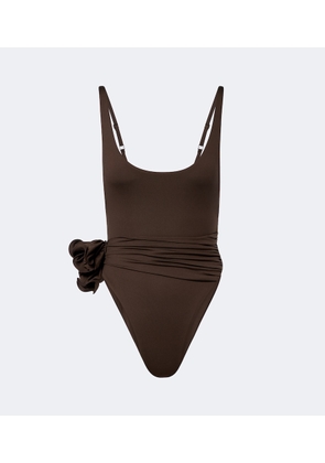 Magda Butrym Floral-applique draped swimsuit