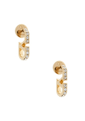 Valentino Garavani Vlogo Signature Earrings in Oro & Crystal - Metallic Gold. Size all.