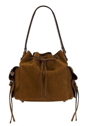Acne Studios Multipocket Bucket Suede Bag in Cognac Brown - Brown. Size all.