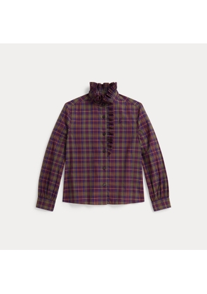 Plaid Ruffled Cotton Poplin Top