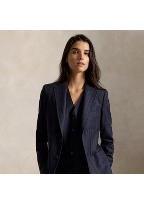 Single-Breasted Pinstripe Wool Blazer