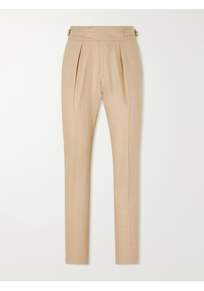 Polo Ralph Lauren - Straight-Leg Pleated Linen Suit Trousers - Men - Neutrals - UK/US 32