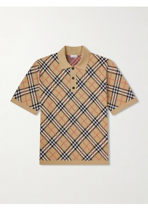 Burberry - Checked Cotton-Blend Polo Shirt - Men - Neutrals - S